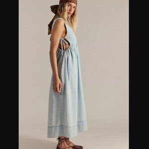 Free people Mirenia Denim Midi Dress color Glacier